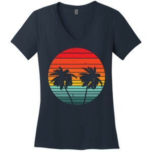 Summer Retro Tropical Sunset Women's V-Neck T-Shirt