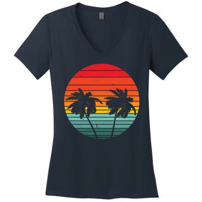 Summer Retro Tropical Sunset Women's V-Neck T-Shirt