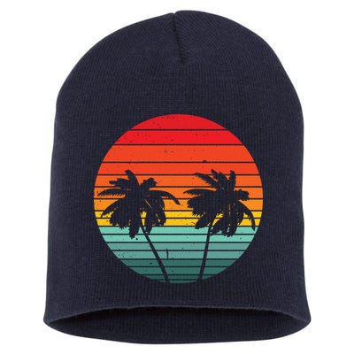 Summer Retro Tropical Sunset Short Acrylic Beanie