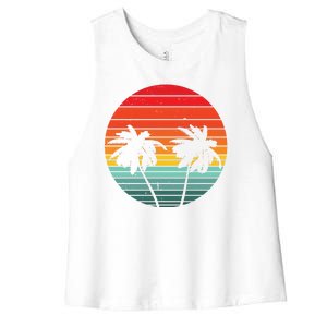 Summer Retro Tropical Sunset Women's Racerback Cropped Tank