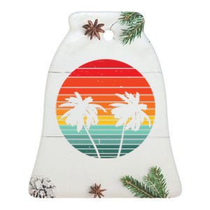 Summer Retro Tropical Sunset Ceramic Bell Ornament