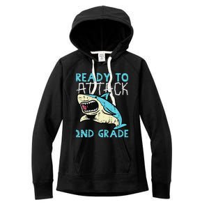 Shark Ready To Attack 2nd Grade Second First Day Of School Women's Fleece Hoodie