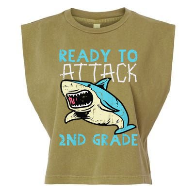 Shark Ready To Attack 2nd Grade Second First Day Of School Garment-Dyed Women's Muscle Tee