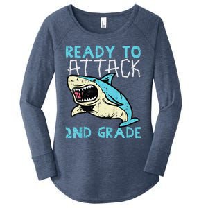 Shark Ready To Attack 2nd Grade Second First Day Of School Women's Perfect Tri Tunic Long Sleeve Shirt