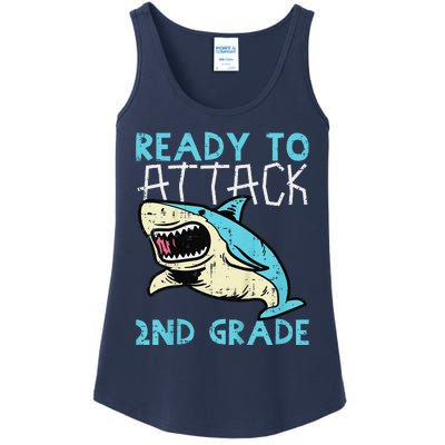 Shark Ready To Attack 2nd Grade Second First Day Of School Ladies Essential Tank