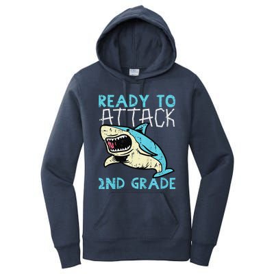 Shark Ready To Attack 2nd Grade Second First Day Of School Women's Pullover Hoodie