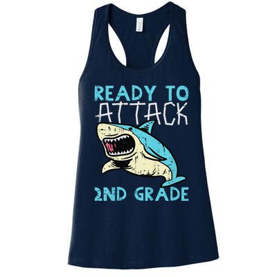 Shark Ready To Attack 2nd Grade Second First Day Of School Women's Racerback Tank