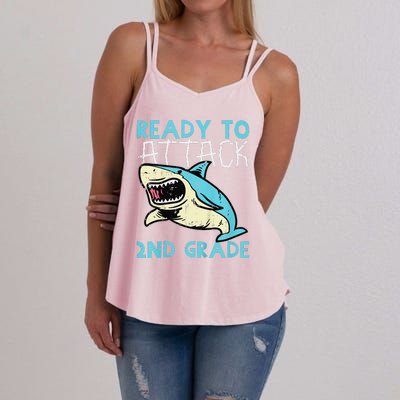 Shark Ready To Attack 2nd Grade Second First Day Of School Women's Strappy Tank