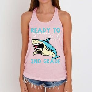 Shark Ready To Attack 2nd Grade Second First Day Of School Women's Knotted Racerback Tank