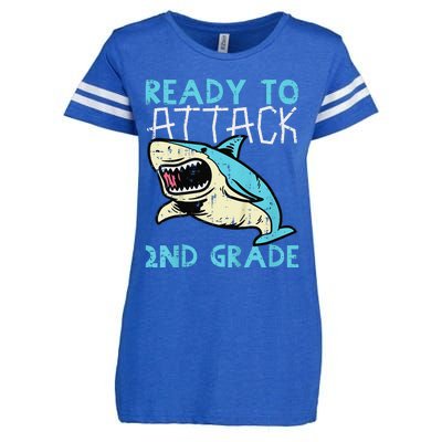 Shark Ready To Attack 2nd Grade Second First Day Of School Enza Ladies Jersey Football T-Shirt