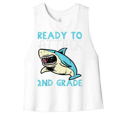 Shark Ready To Attack 2nd Grade Second First Day Of School Women's Racerback Cropped Tank