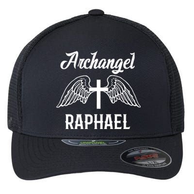 Saint Raphael The Archangel Traditional Catholic Prayer Flexfit Unipanel Trucker Cap