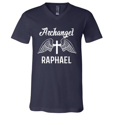 Saint Raphael The Archangel Traditional Catholic Prayer V-Neck T-Shirt