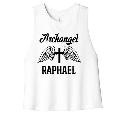 Saint Raphael The Archangel Traditional Catholic Prayer Women's Racerback Cropped Tank