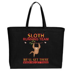 Sloth Running Team We'll Get There When We Get There Cotton Canvas Jumbo Tote