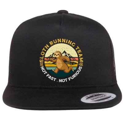 Sloth Running Team Not Fast Not Furious Gift Flat Bill Trucker Hat