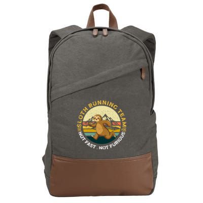 Sloth Running Team Not Fast Not Furious Gift Cotton Canvas Backpack