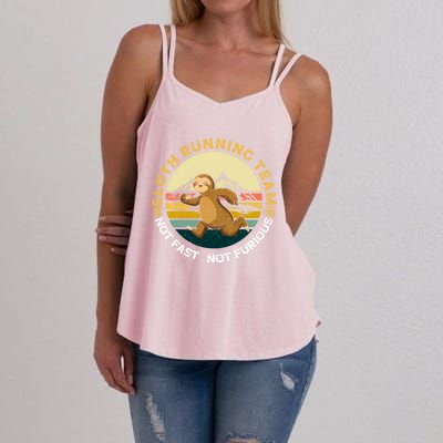 Sloth Running Team Not Fast Not Furious Gift Women's Strappy Tank