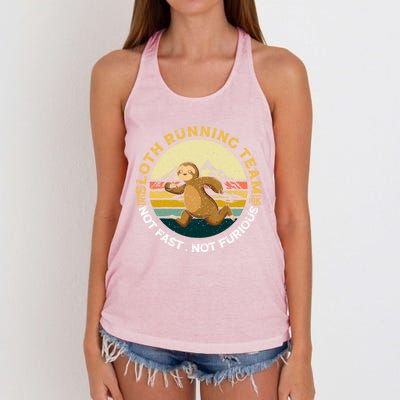 Sloth Running Team Not Fast Not Furious Gift Women's Knotted Racerback Tank