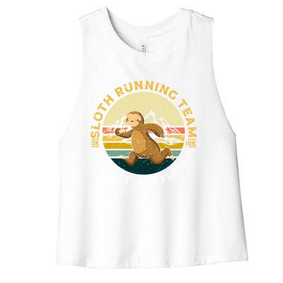 Sloth Running Team Not Fast Not Furious Gift Women's Racerback Cropped Tank