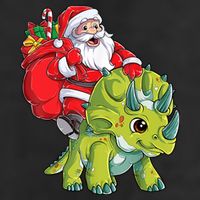Santa Riding Triceratops Dinosaur Christmas Boys Xmas Squad 7 Panel Mesh Trucker Snapback Hat