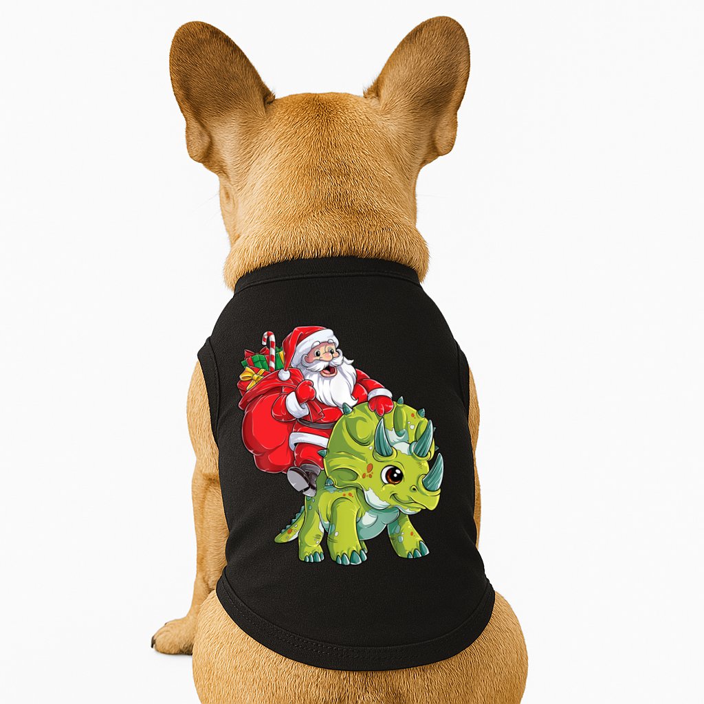 Santa Riding Triceratops Dinosaur Christmas Boys Xmas Squad Doggie Tank