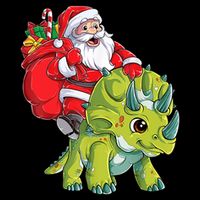 Santa Riding Triceratops Dinosaur Christmas Boys Xmas Squad Cooling Performance Crew T-Shirt