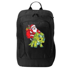 Santa Riding Triceratops Dinosaur Christmas Boys Xmas Squad City Backpack