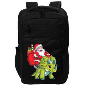 Santa Riding Triceratops Dinosaur Christmas Boys Xmas Squad Impact Tech Backpack