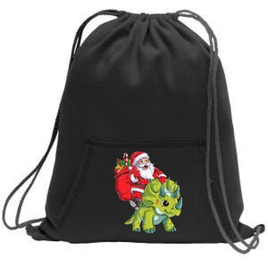 Santa Riding Triceratops Dinosaur Christmas Boys Xmas Squad Sweatshirt Cinch Pack Bag