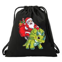 Santa Riding Triceratops Dinosaur Christmas Boys Xmas Squad Drawstring Bag