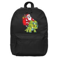 Santa Riding Triceratops Dinosaur Christmas Boys Xmas Squad 16 in Basic Backpack