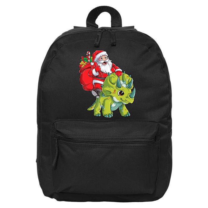 Santa Riding Triceratops Dinosaur Christmas Boys Xmas Squad 16 in Basic Backpack