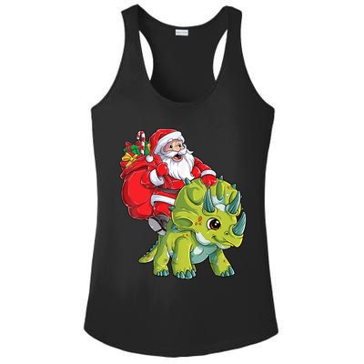 Santa Riding Triceratops Dinosaur Christmas Boys Xmas Squad Ladies PosiCharge Competitor Racerback Tank