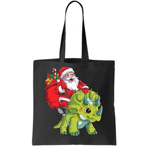 Santa Riding Triceratops Dinosaur Christmas Boys Xmas Squad Tote Bag