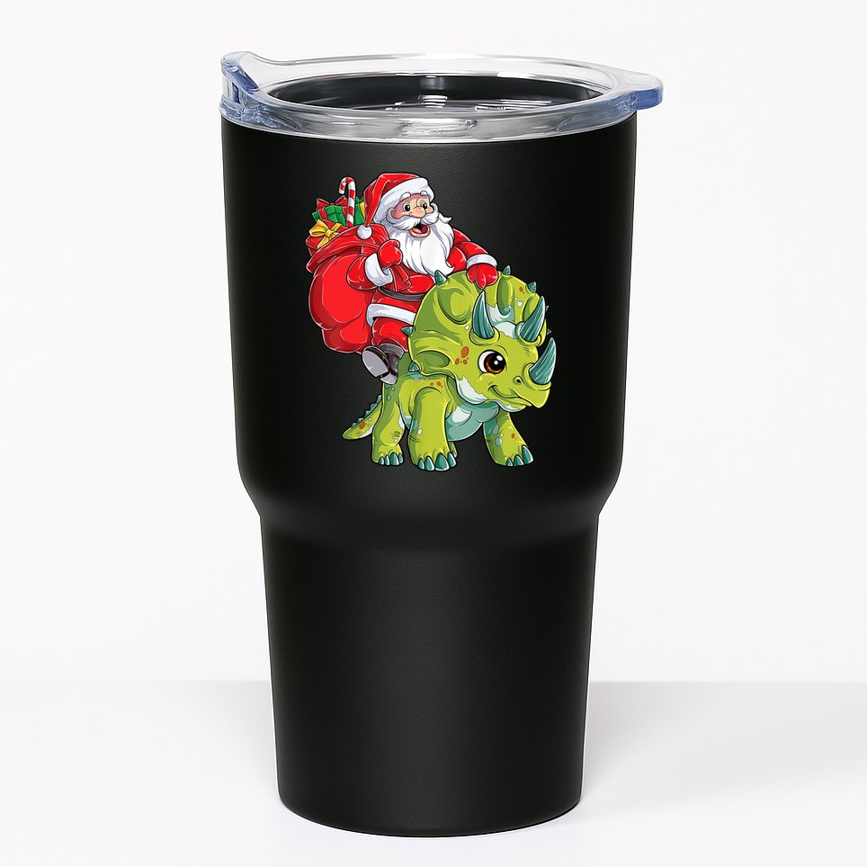 Santa Riding Triceratops Dinosaur Christmas Boys Xmas Squad Tumbler