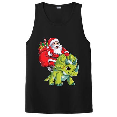 Santa Riding Triceratops Dinosaur Christmas Boys Xmas Squad PosiCharge Competitor Tank