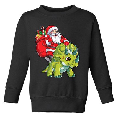 Santa Riding Triceratops Dinosaur Christmas Boys Xmas Squad Toddler Sweatshirt