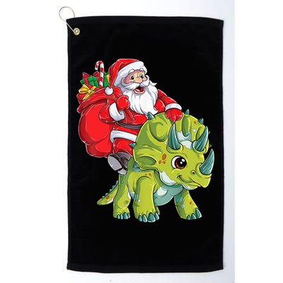 Santa Riding Triceratops Dinosaur Christmas Boys Xmas Squad Golf Towel