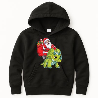 Santa Riding Triceratops Dinosaur Christmas Boys Xmas Squad Kids Hoodie