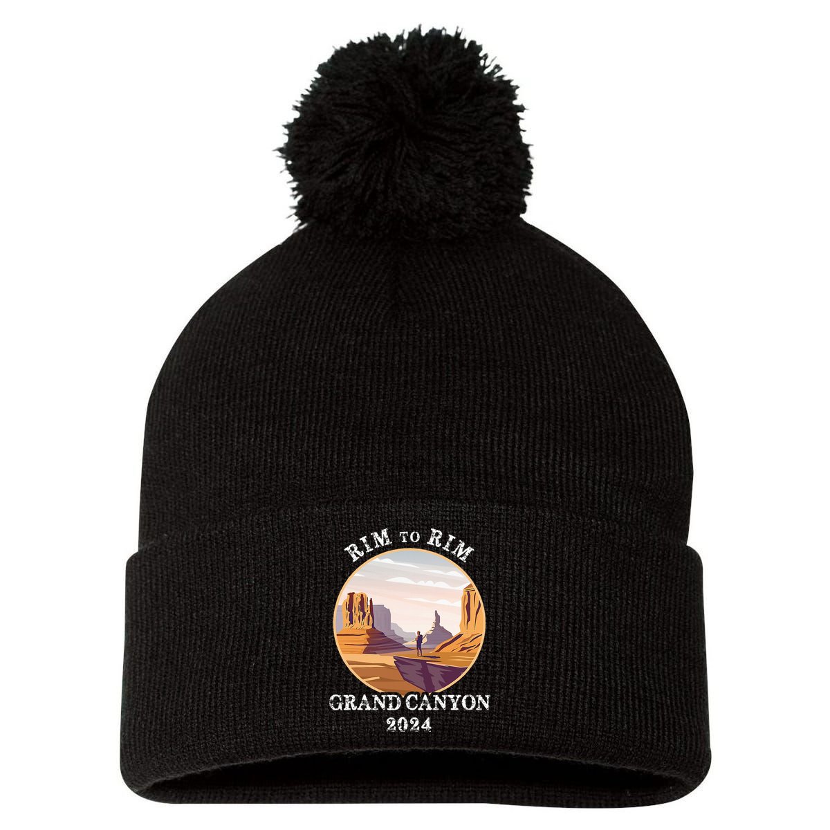 South Rim To North Rim Grand Canyon National Park Hiking Pom Pom 12in Knit Beanie