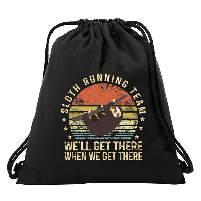 Sloth Running Team Funny Lazy Sloth Lover Gifts Vintage Drawstring Bag