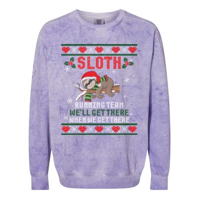 Sloth Running Team We'll Get There Ugly Christmas Sweater Cute Gift Colorblast Crewneck Sweatshirt