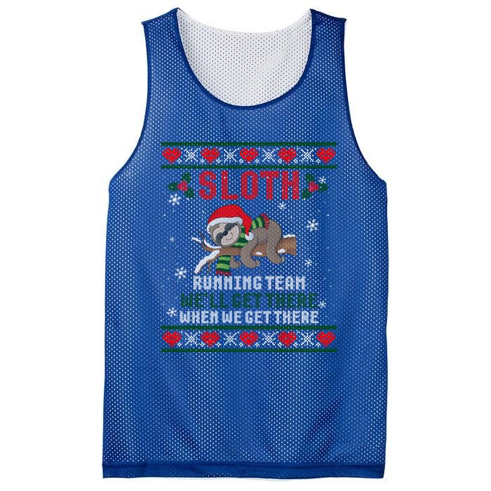 Sloth Running Team We'll Get There Ugly Christmas Sweater Cute Gift Mesh Reversible Basketball Jersey Tank