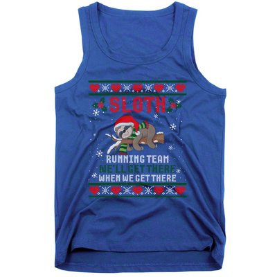 Sloth Running Team We'll Get There Ugly Christmas Sweater Cute Gift Tank Top