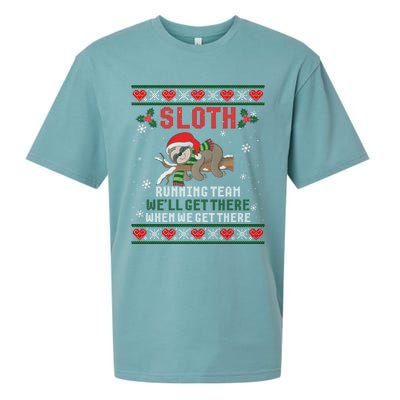 Sloth Running Team We'll Get There Ugly Christmas Sweater Cute Gift Sueded Cloud Jersey T-Shirt