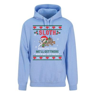 Sloth Running Team We'll Get There Ugly Christmas Sweater Cute Gift Unisex Surf Hoodie