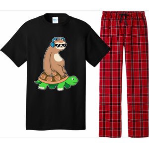 Sloth Riding Turtle Lazy Sloth Gift Pajama Set