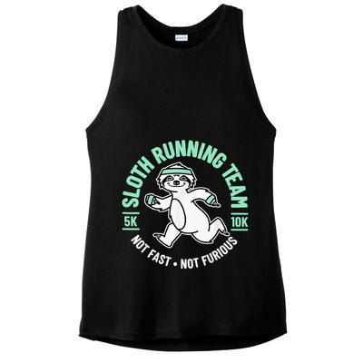 Sloth Running Team Not Fast Not Furious Ladies PosiCharge Tri-Blend Wicking Tank