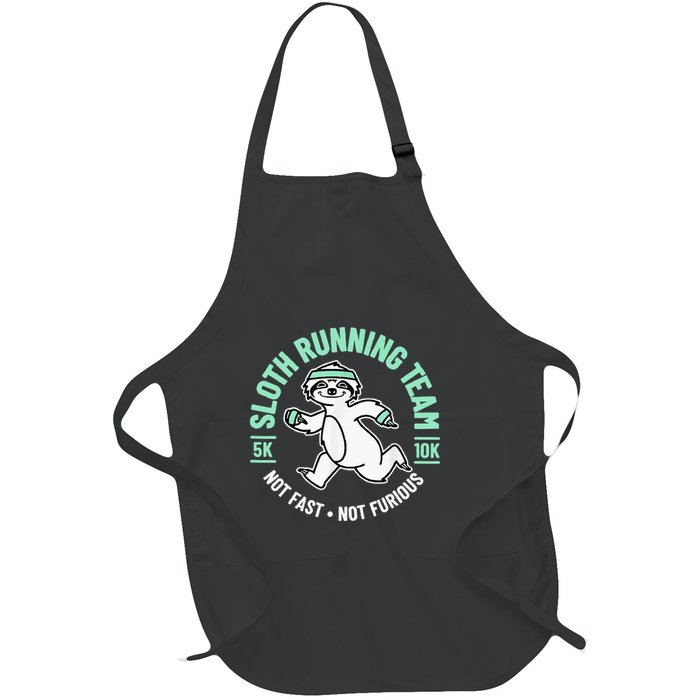 Sloth Running Team Not Fast Not Furious Full-Length Apron With Pockets